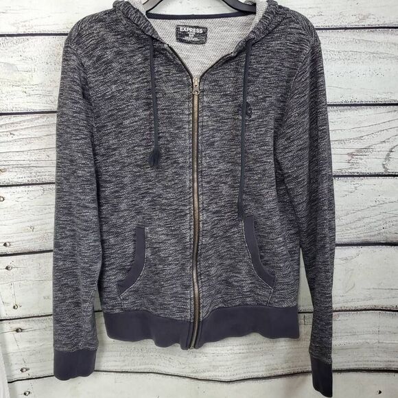 Express Small Full Zip Gray Hoodie Sweatshirt - Picture 1 of 7
